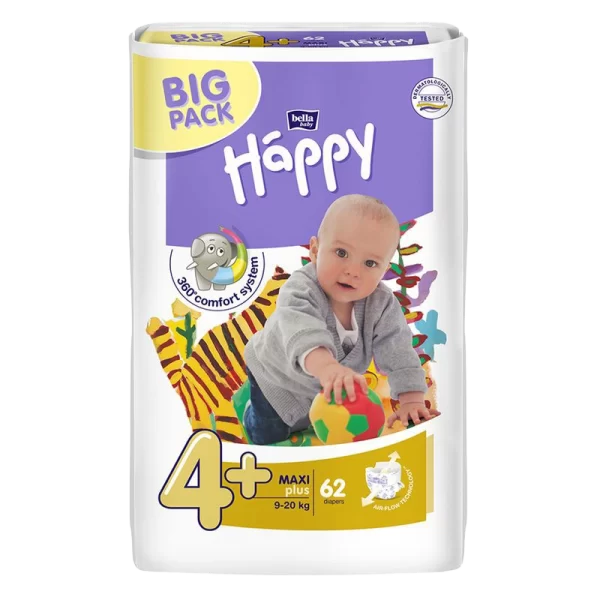 scutece happy maxi plus 62 pampers